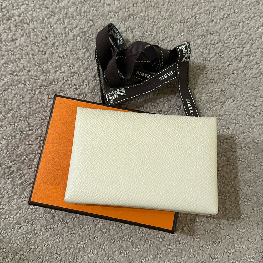 Hermes epsom calvi card case - nata color